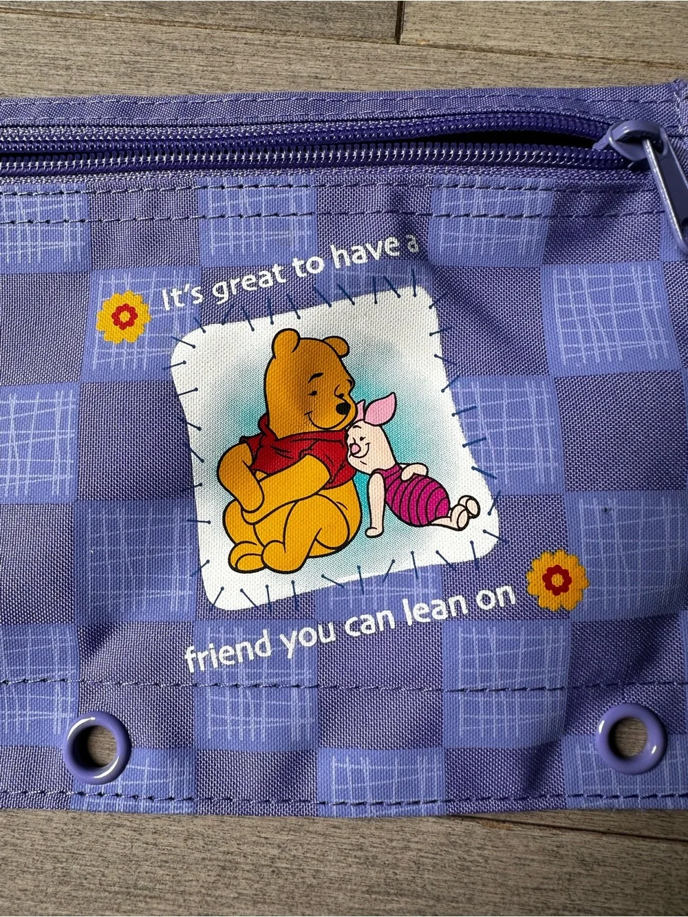 Vintage Pen Tab Disney Winnie The Pooh Piglet 3 Ring Binder Pencil Case School